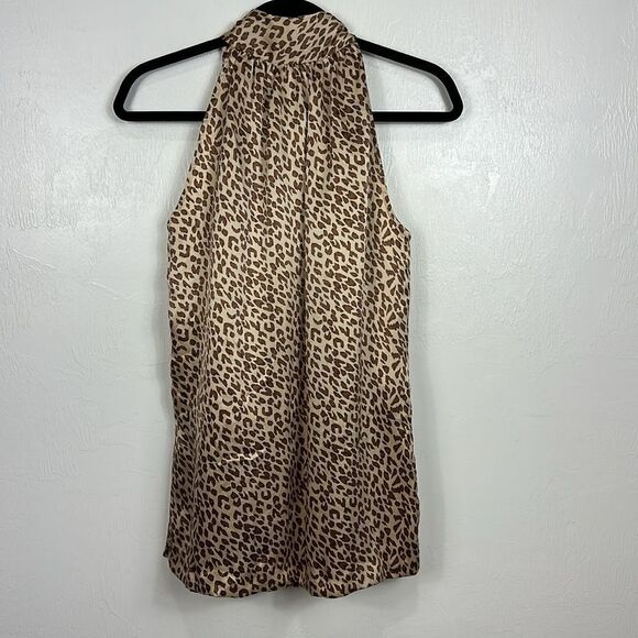 Sara Campbell Animal Print Sleeveless Satin Tie Neck Tunic Top Size 6 - Picture 5 of 8